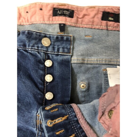 Armani Jeans AJ J29 Slim 29x34 Blue Denim Jeans Button Fly Stretch - Picture 6 of 8